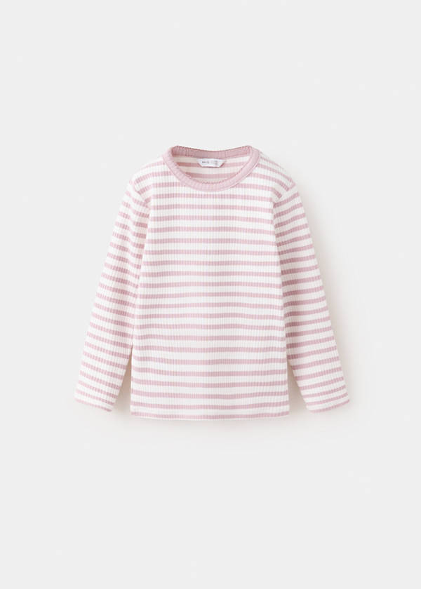 Ribbed striped T-shirt — Pink