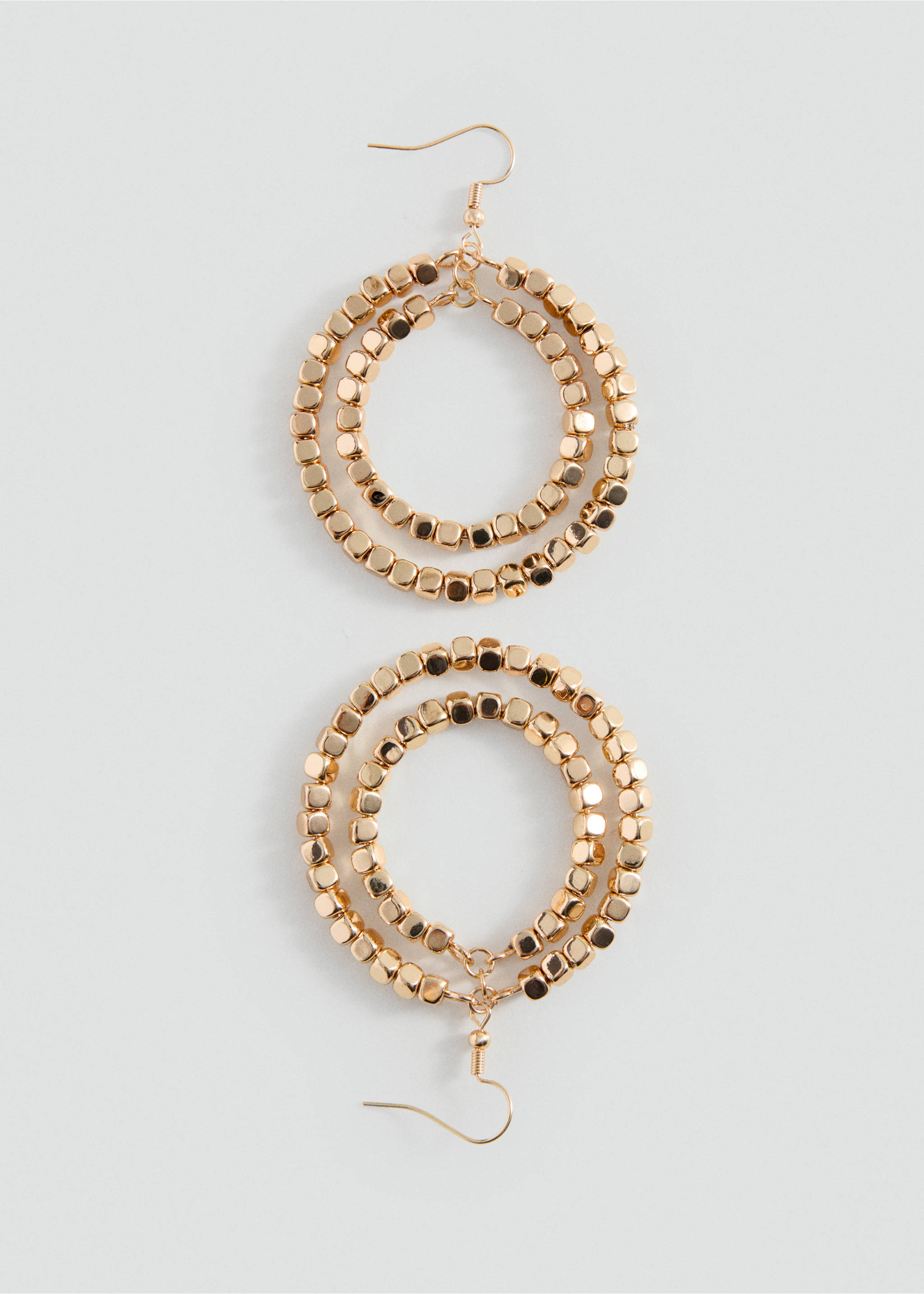 Gold-coloured multi-layered beaded hoop earrings., Gold. Ref: 37005201-00.