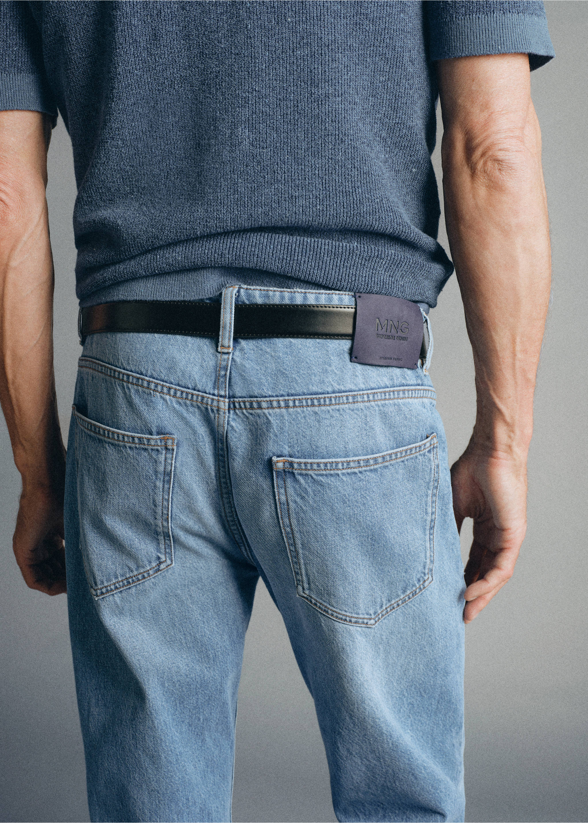 Regular fit jeans 100% premium cotton - Details of the article 4, Light Blue. Ref: 37005843-00.