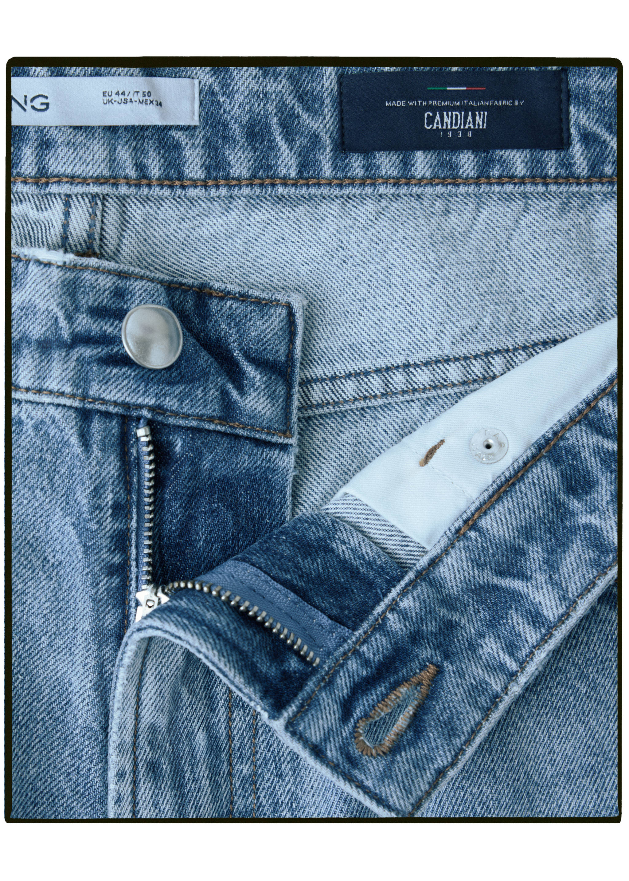Τζιν made in Italy regular fit ύφασμα Candiani - Λεπτομέρεια του προϊόντος 9, Μπλε Ανοιχτό. Ref: 37005843-00.