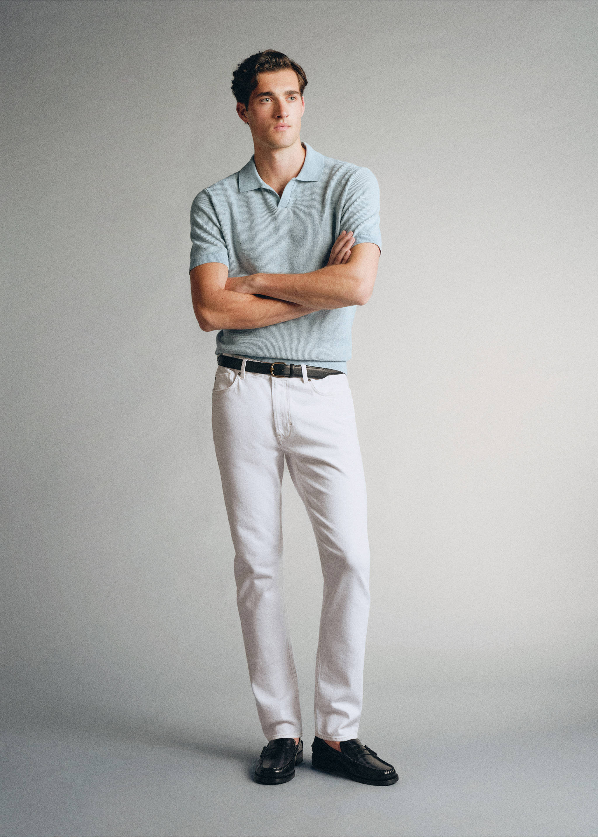 Premium cotton slim fit jeans - General plane, Off White. Ref: 37005844-00.