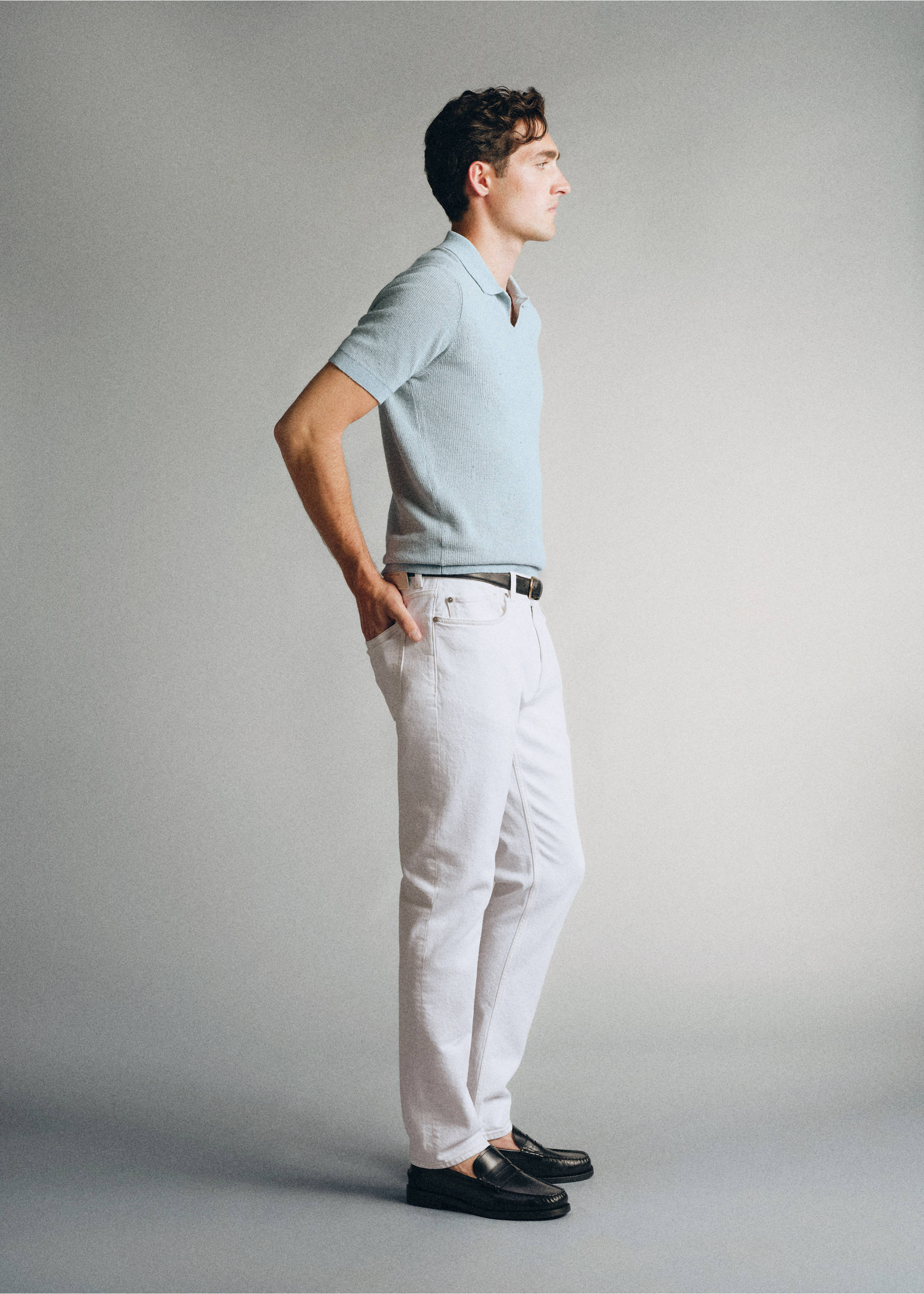 Premium cotton slim fit jeans - Details of the article 2, Off White. Ref: 37005844-00.