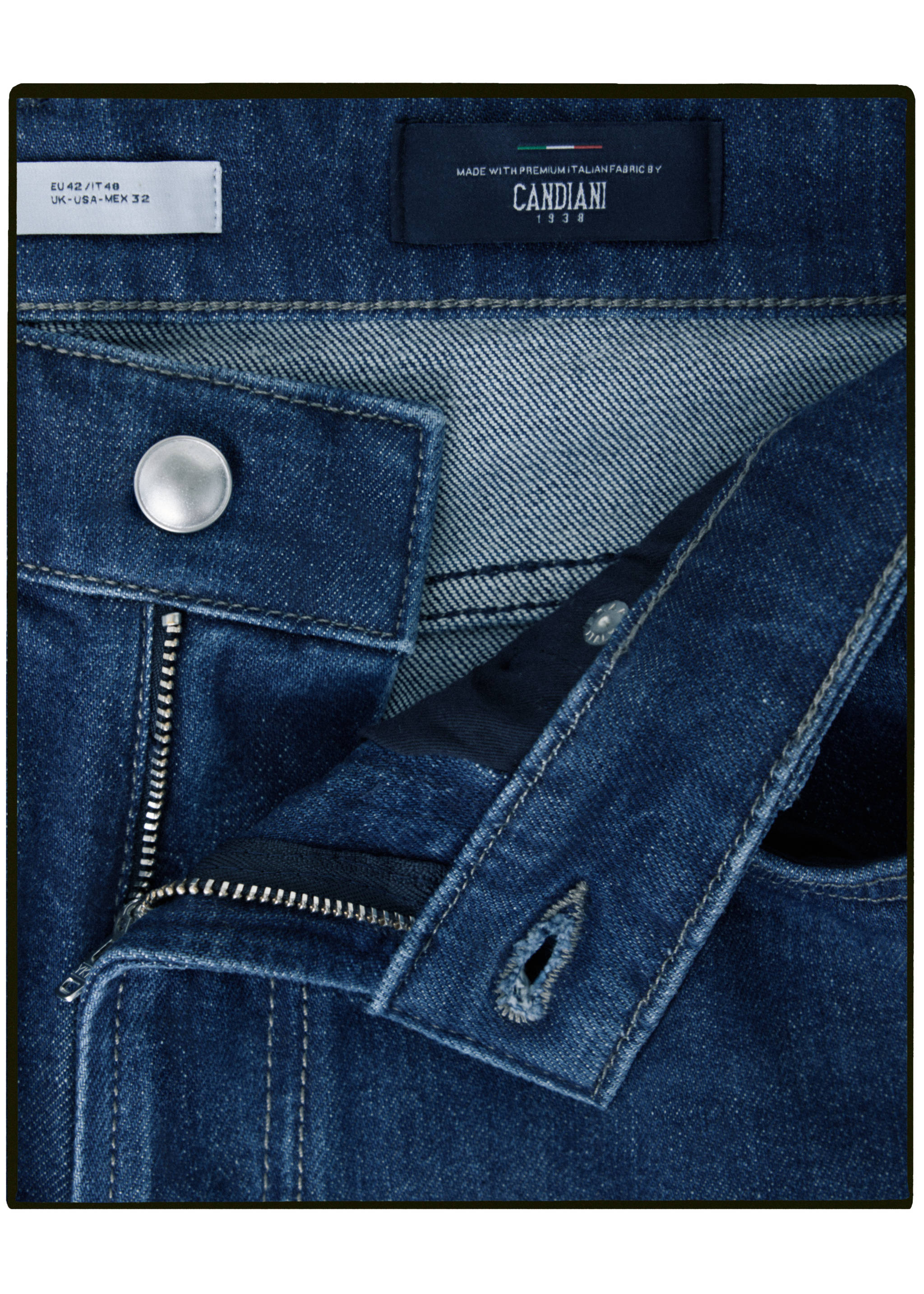 Slim-fit jeans in Candiani denim - Details of the article 9, Dark Blue. Ref: 37005845-00.