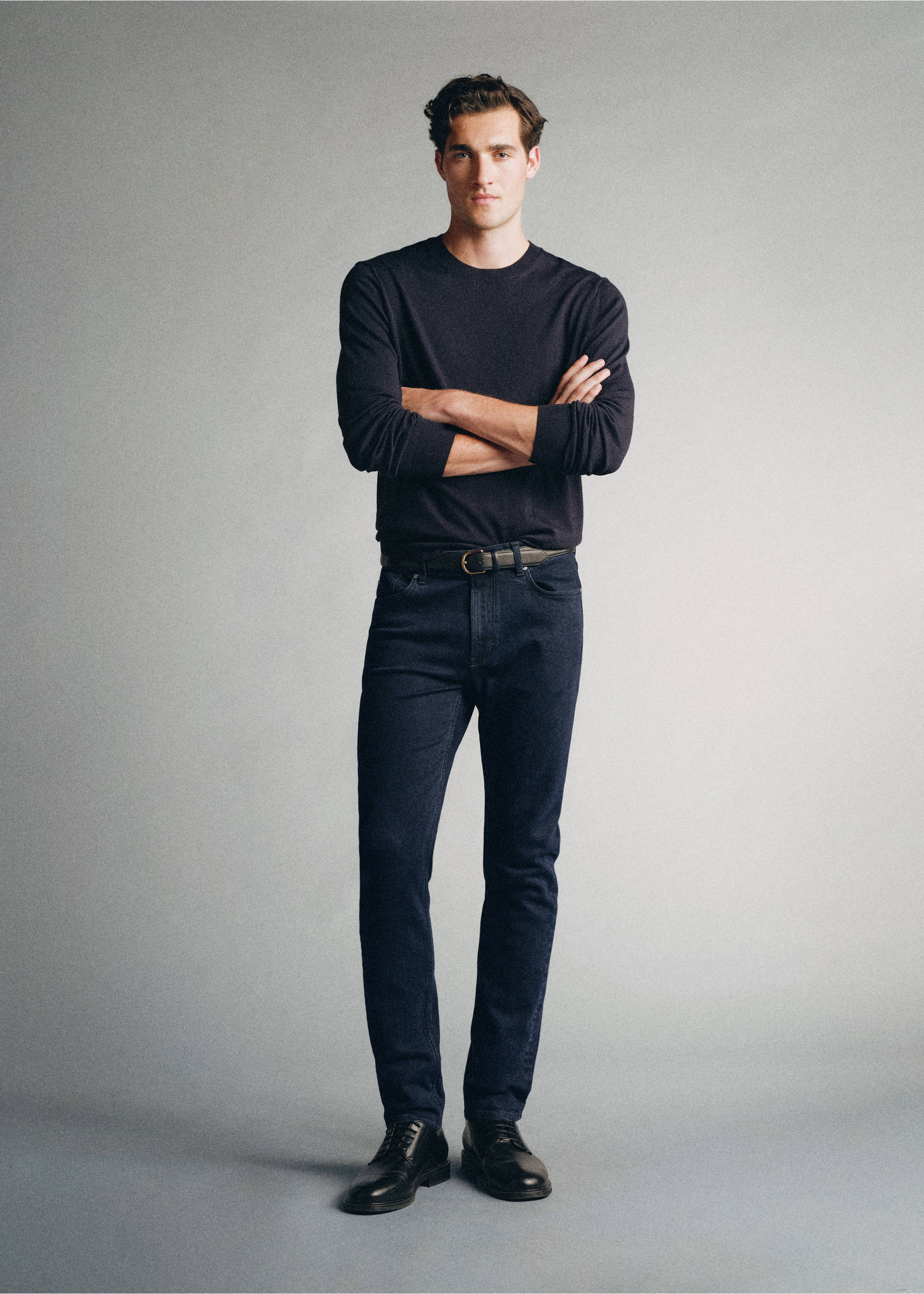 Jeans slim fit algodón premium - Plano general, Azul oscuro intenso. Ref: 37005846-00.