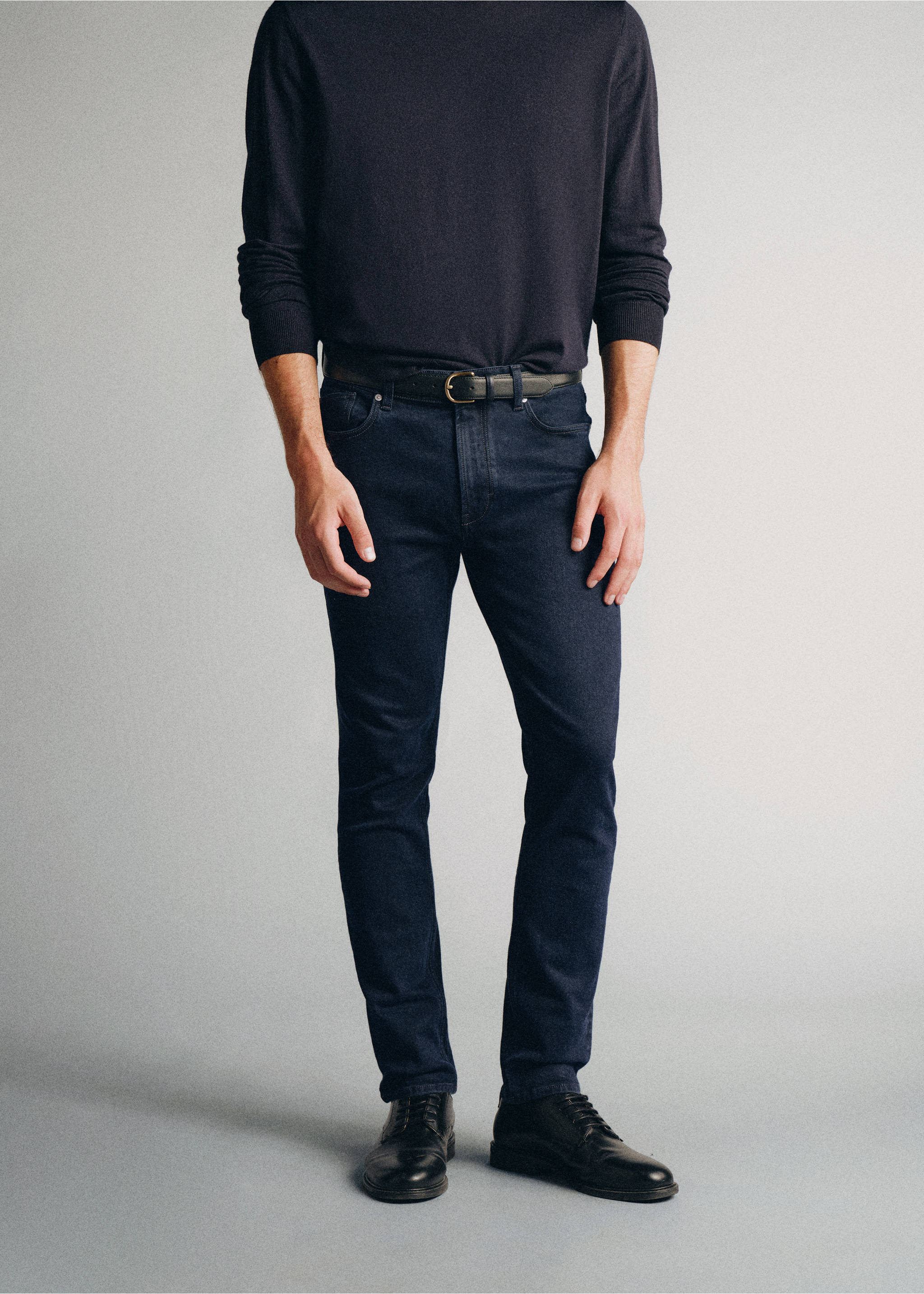 Jeans slim fit algodón premium - Plano medio, Azul oscuro intenso. Ref: 37005846-00.
