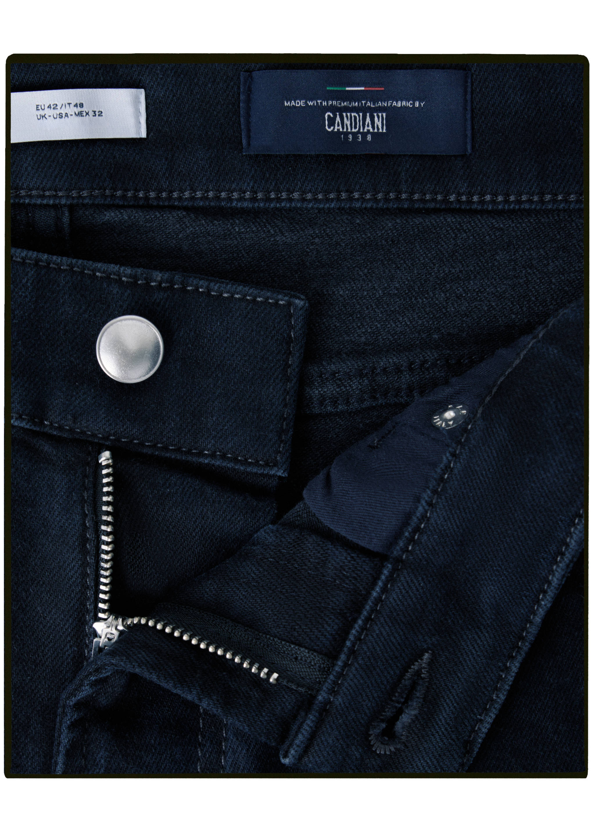 Slim-fit jeans in Candiani denim - Details of the article 9, Deep Dark Blue. Ref: 37005846-00.