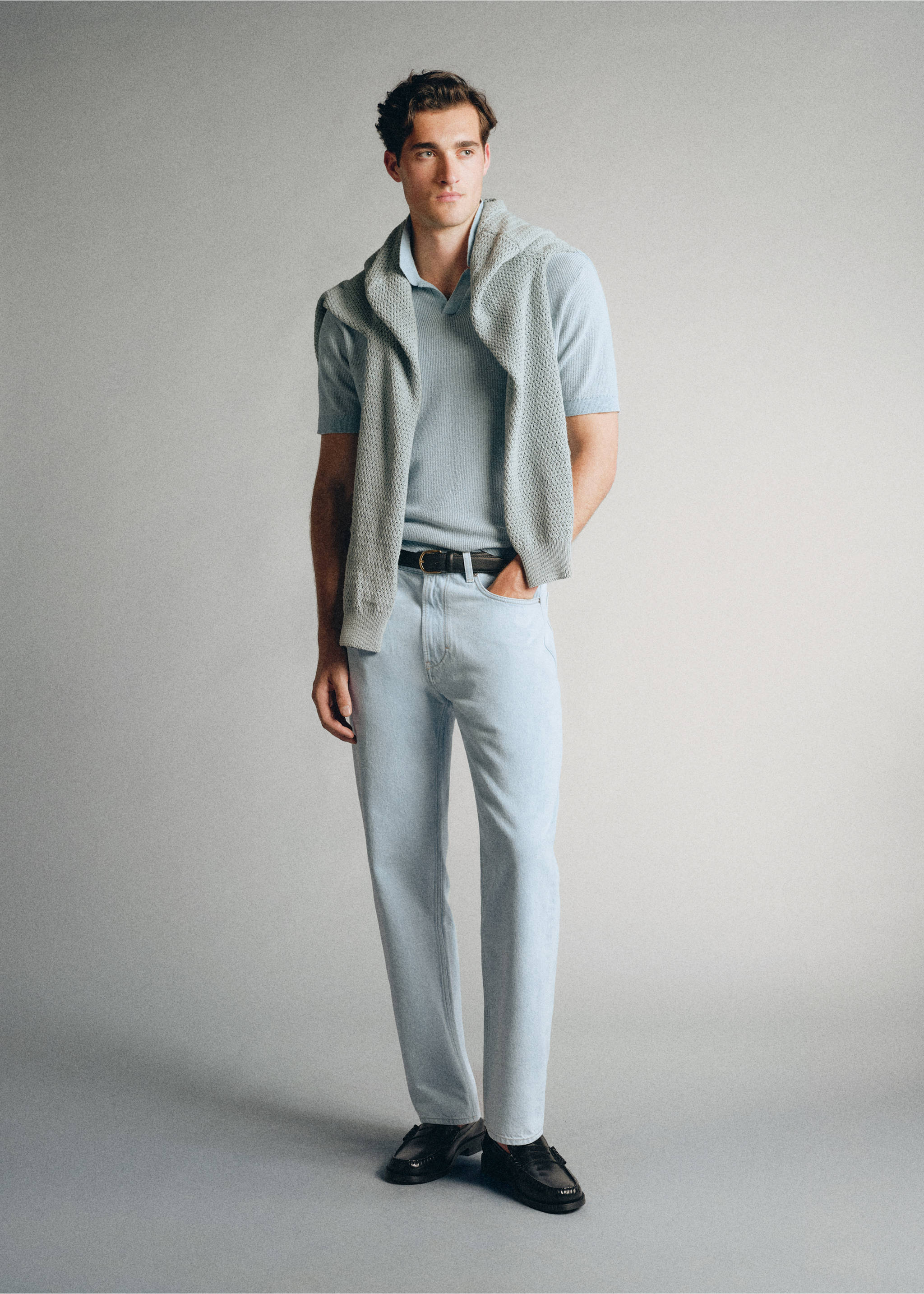 Jeans relaxed fit 100% algodón premium - Plano general, Azul bleach. Ref: 37005847-00.