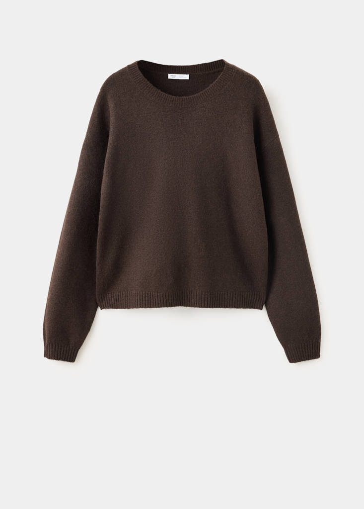 Ribbed neck sweater — Brown