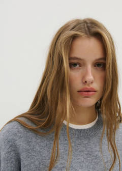Ribbed neck sweater — Medium Heather Grey 3