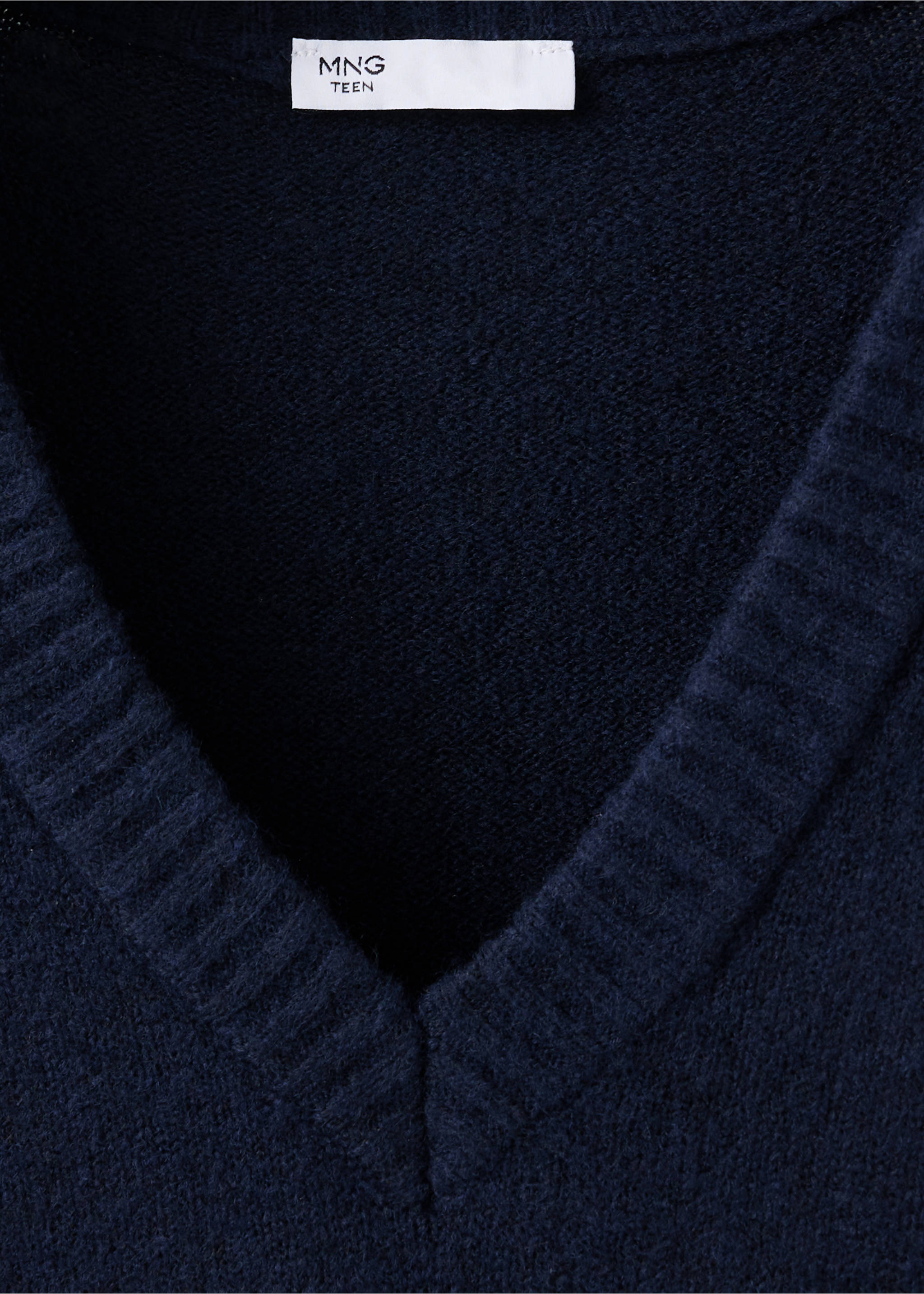 Pull-over à col en V - Détail de l'article 8, Bleu marine. Ref: 37005851-00.