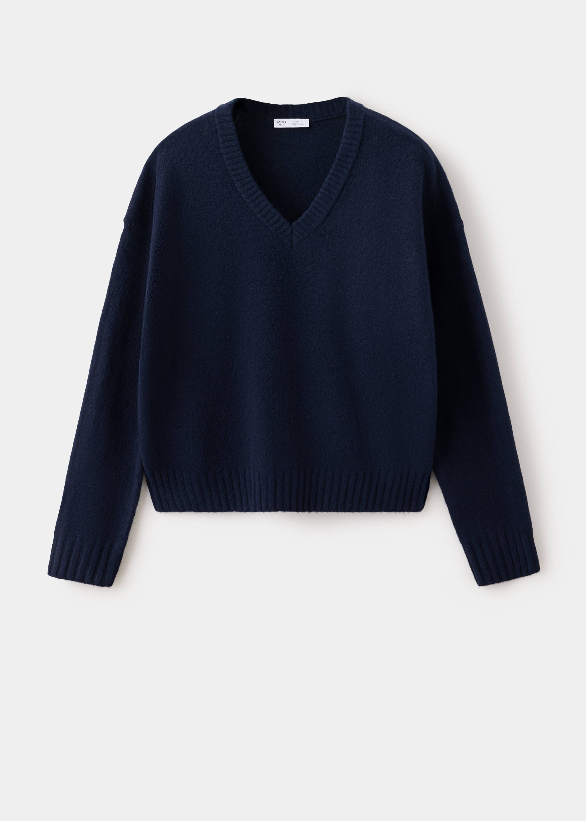 Pull-over à col en V - Article sans modèle, Bleu marine. Ref: 37005851-00.