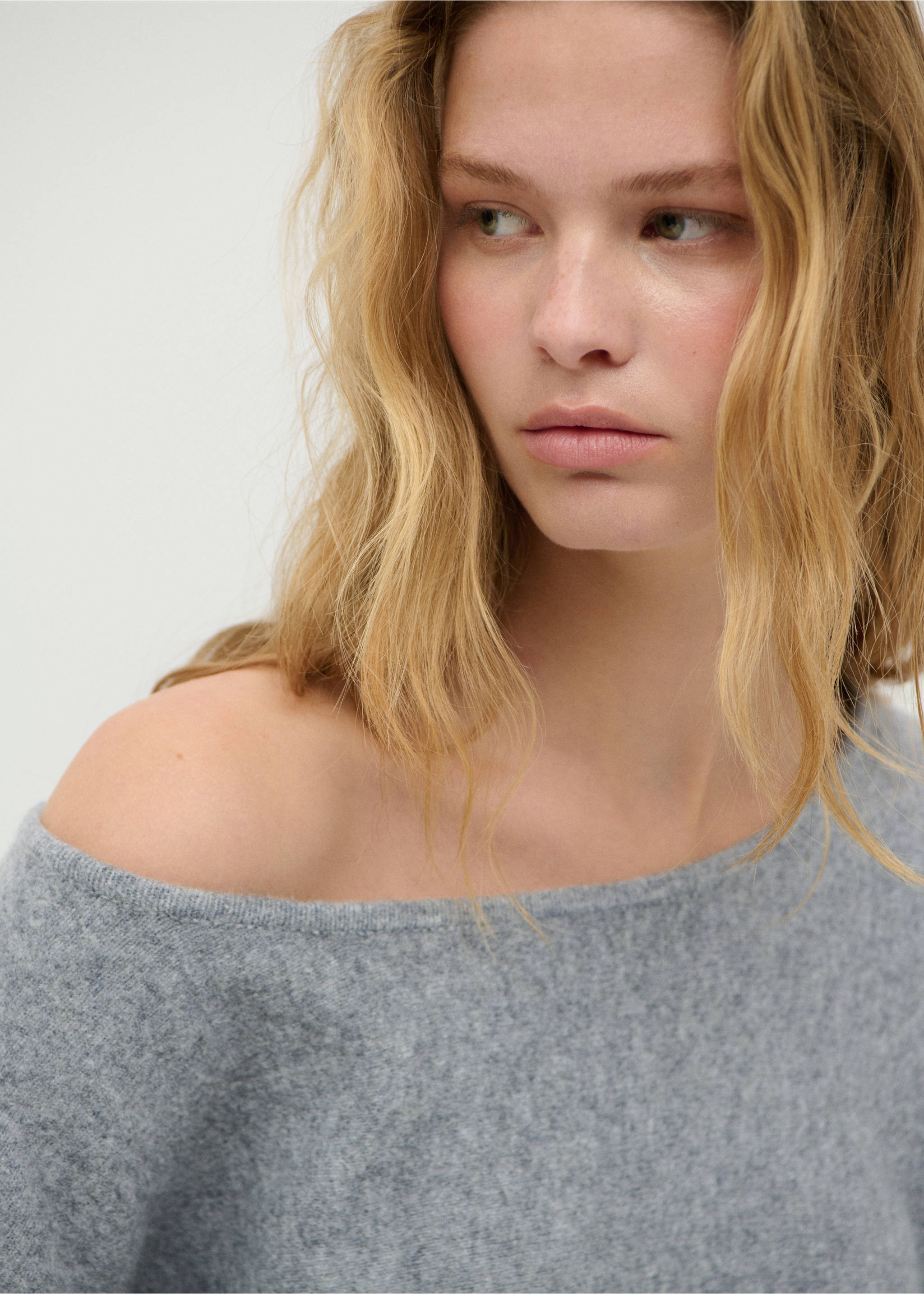 batwing-sleeve jersey - Details of the article 1, Medium Heather Grey. Ref: 37005855-00.
