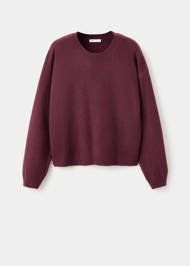 Ribbed neck sweater — Burgundy