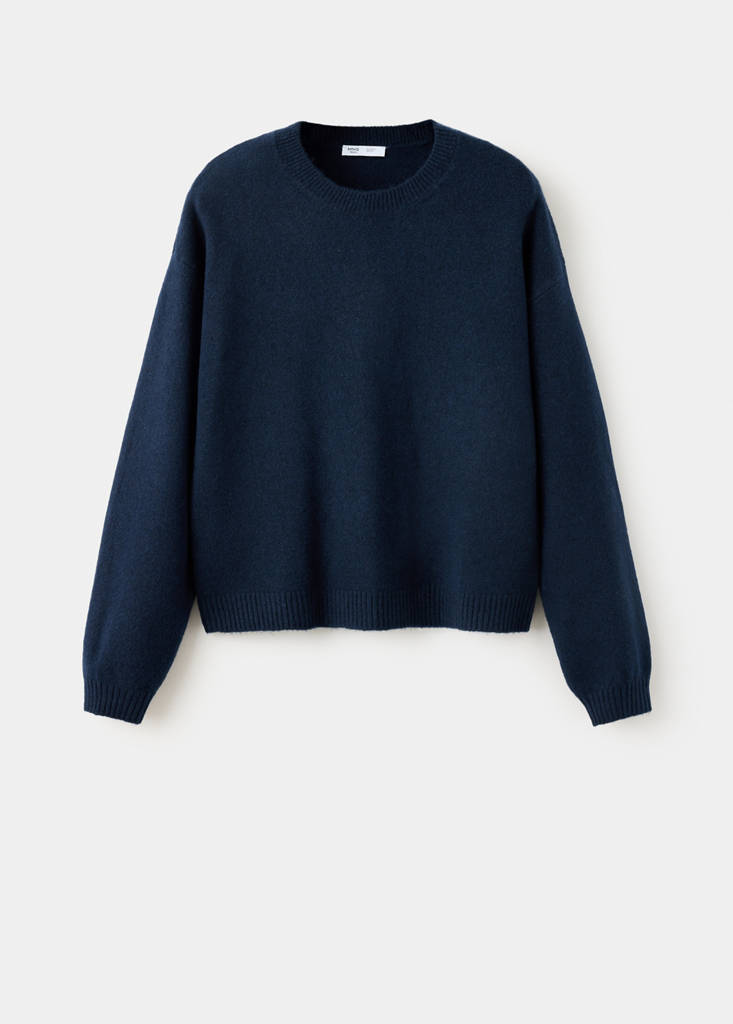 Ribbed neck sweater — Navy