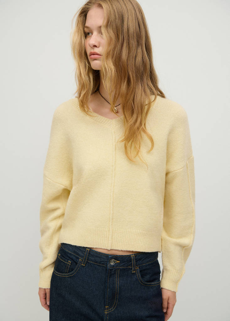 Sweater with seam detail — Yellow