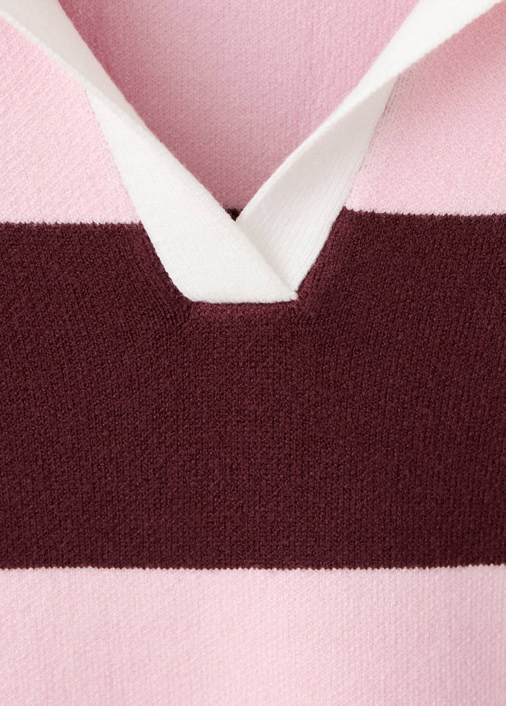 Striped polo neck sweater — Burgundy