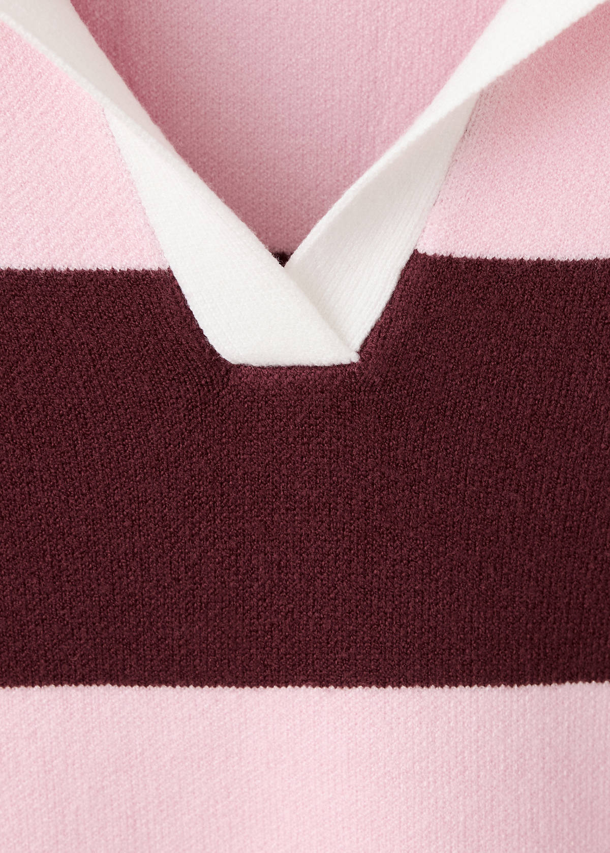Striped polo neck sweater — Burgundy
