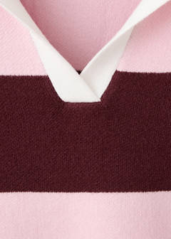 Striped polo neck sweater — Burgundy 5