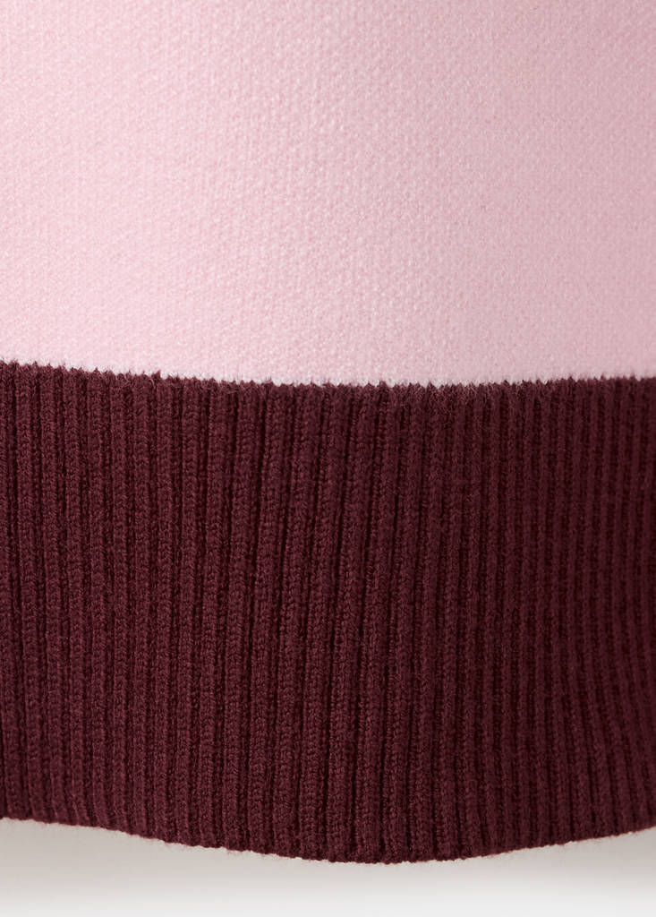 Striped polo neck sweater — Burgundy