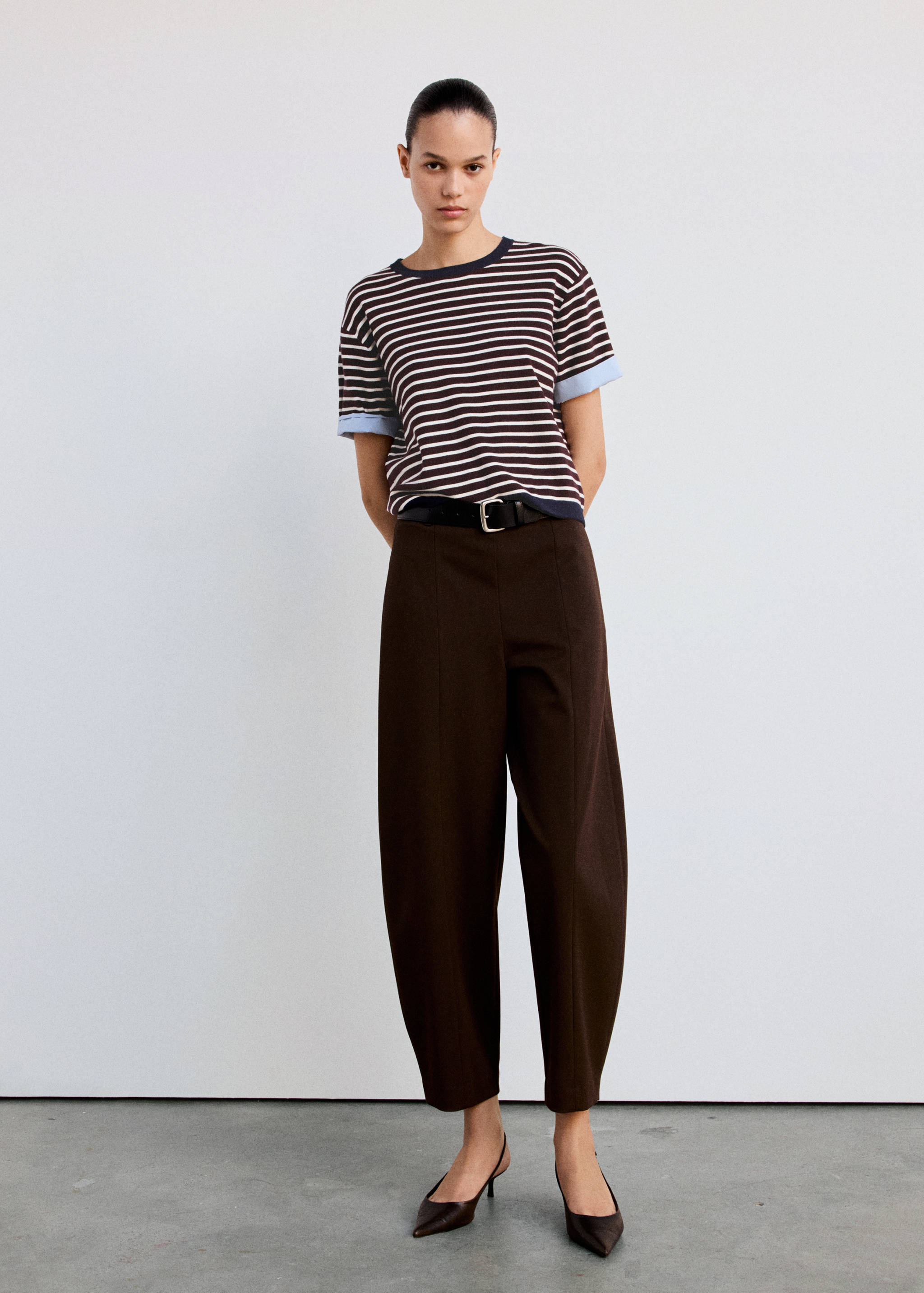 Layered knit jumper with shirt - General plane