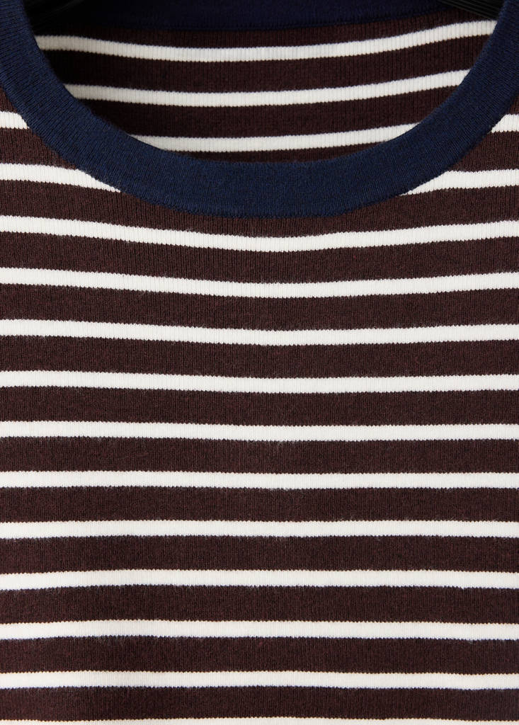 Layered knit jumper with shirt — Chocolate