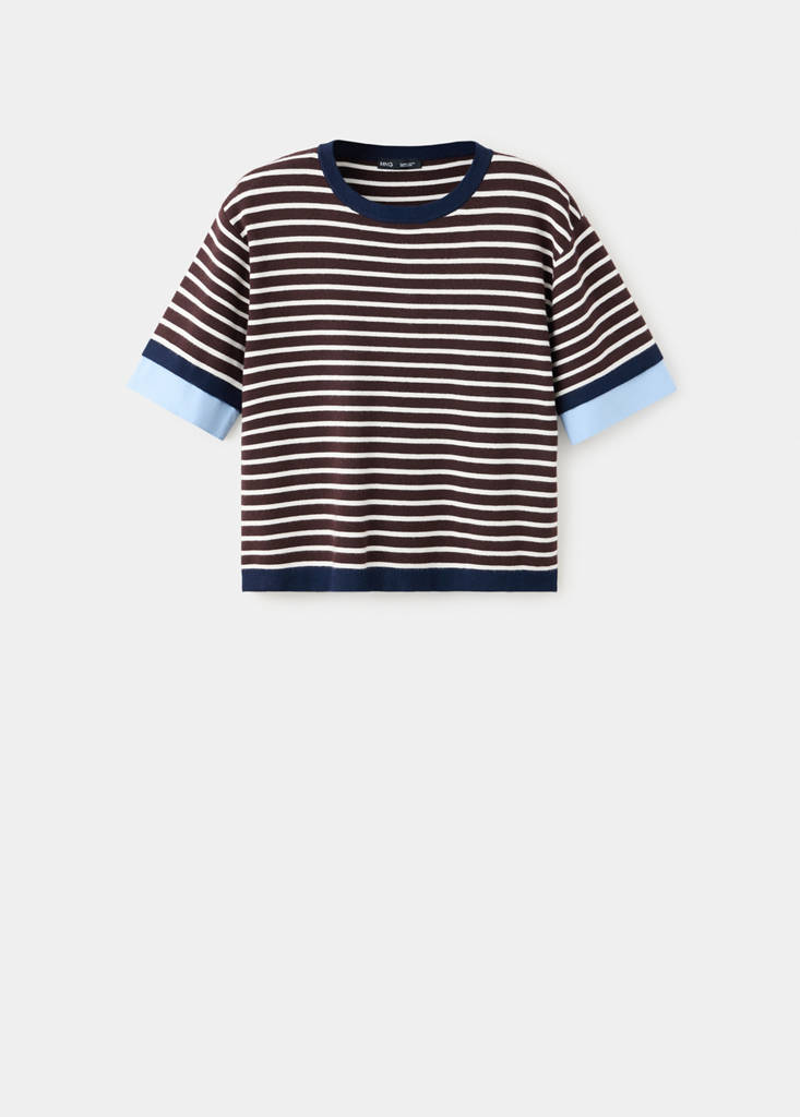 Layered knit jumper with shirt — Chocolate