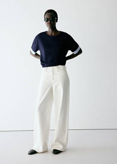 Layered knit jumper with shirt — Navy 2