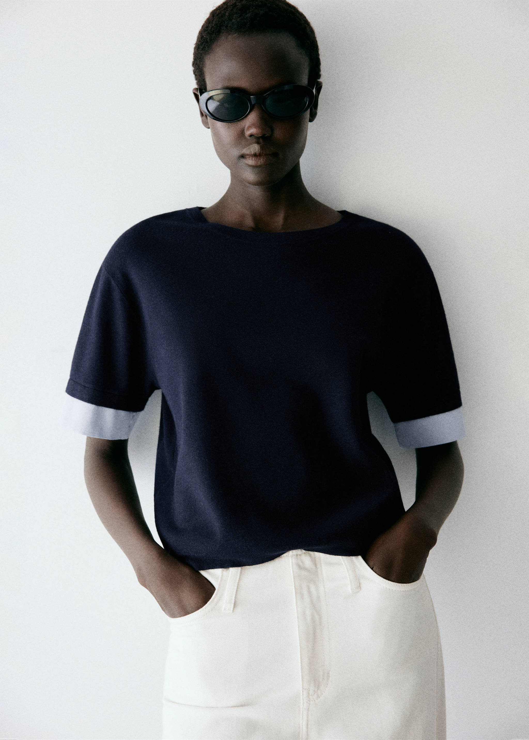 Layered knit jumper with shirt - Medium plane