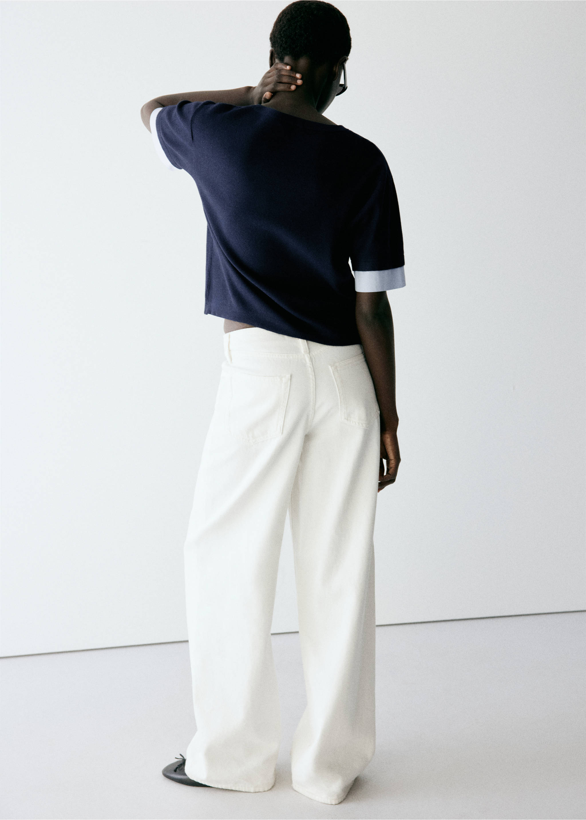 Layered knit jumper with shirt - Reverse of the article, Navy. Ref: 37005862-00.