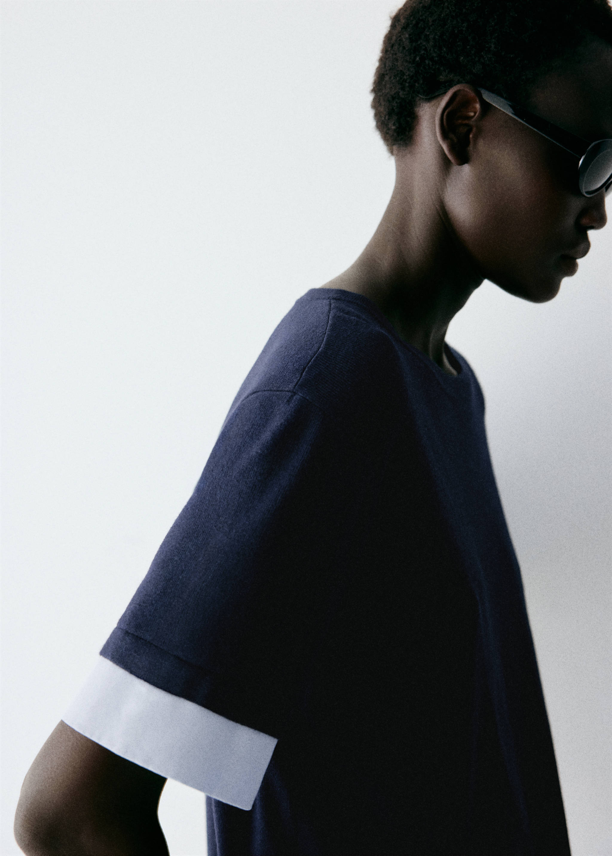 Layered knit jumper with shirt - Details of the article 1