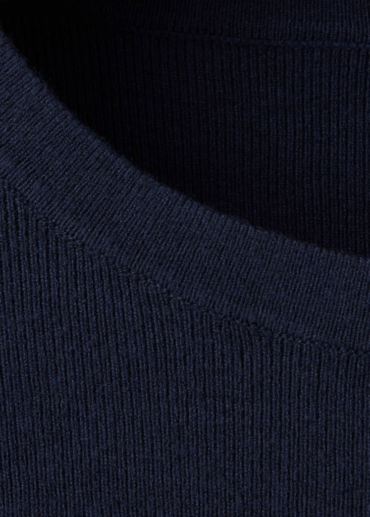 Layered knit jumper with shirt — Navy