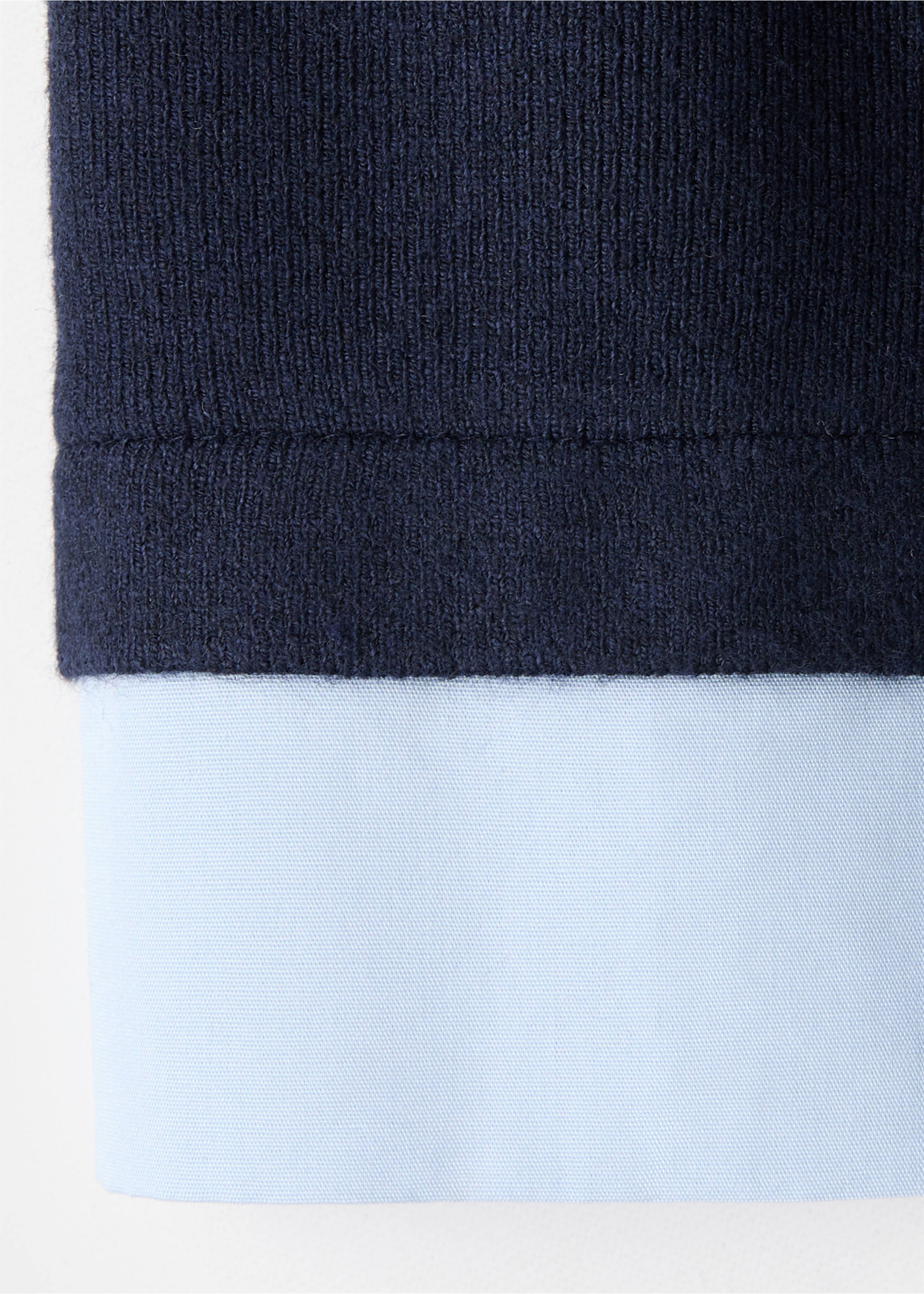 Layered knit jumper with shirt - Details of the article 0, Navy. Ref: 37005862-00.