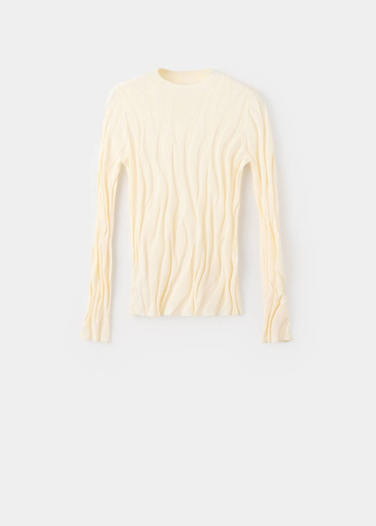 Fitted textured sweater — Ecru