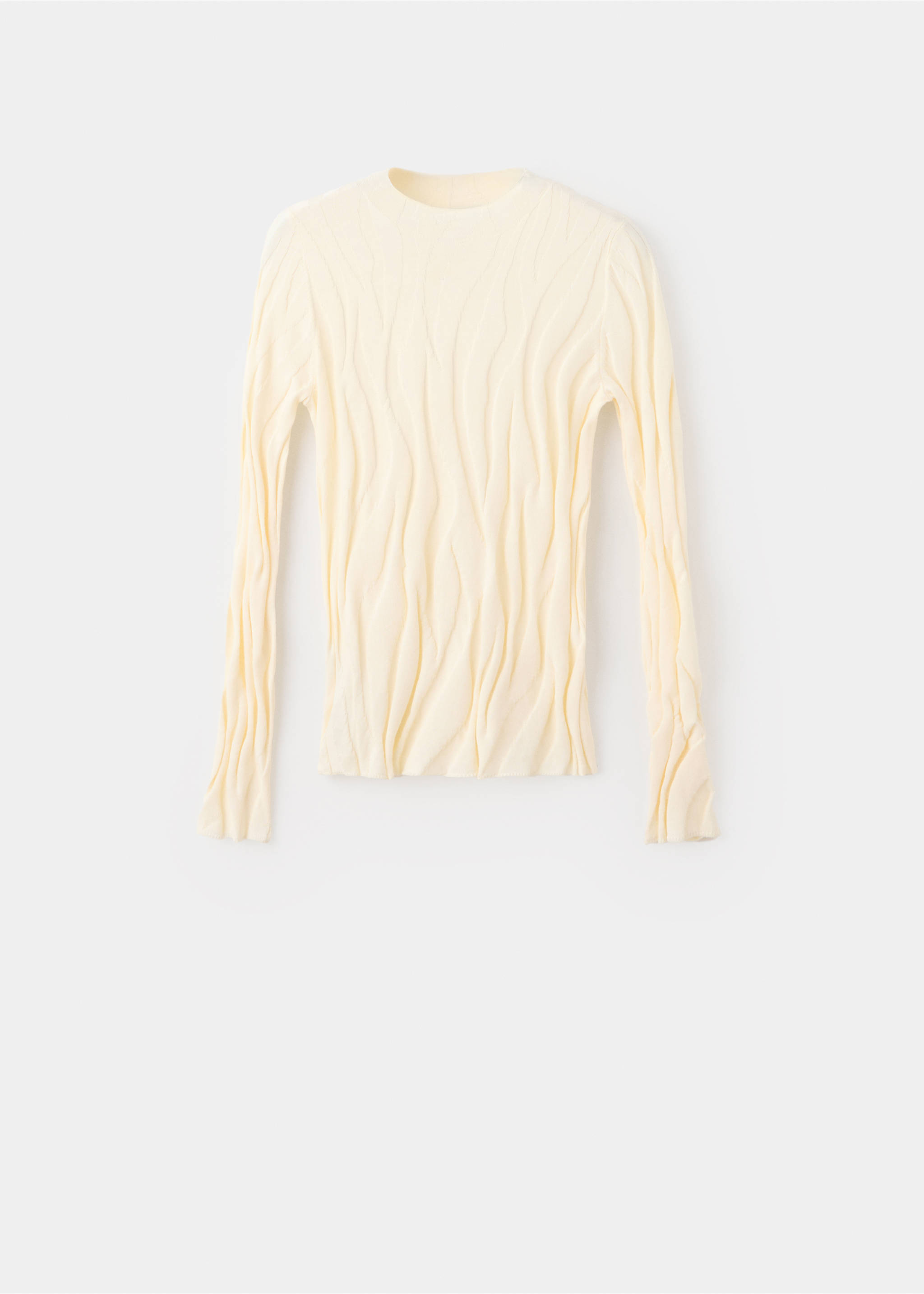 Fitted wavy-effect sweater - Article without model, Ecru. Ref: 37005865-00.