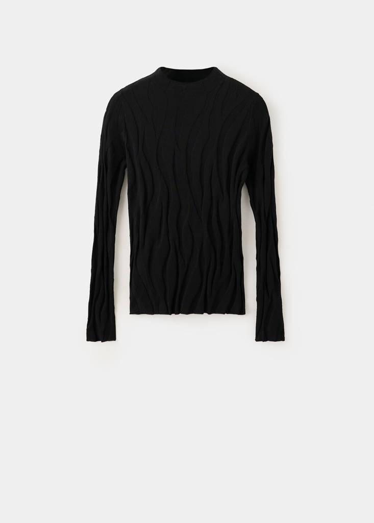 Fitted textured sweater — Black