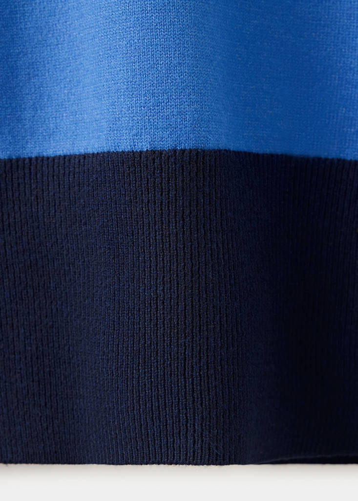 Striped polo-neck sweater — Navy