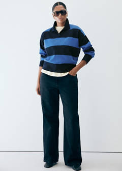 Striped polo-neck sweater — Navy 7