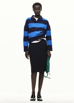 Striped polo-neck sweater — Navy 12