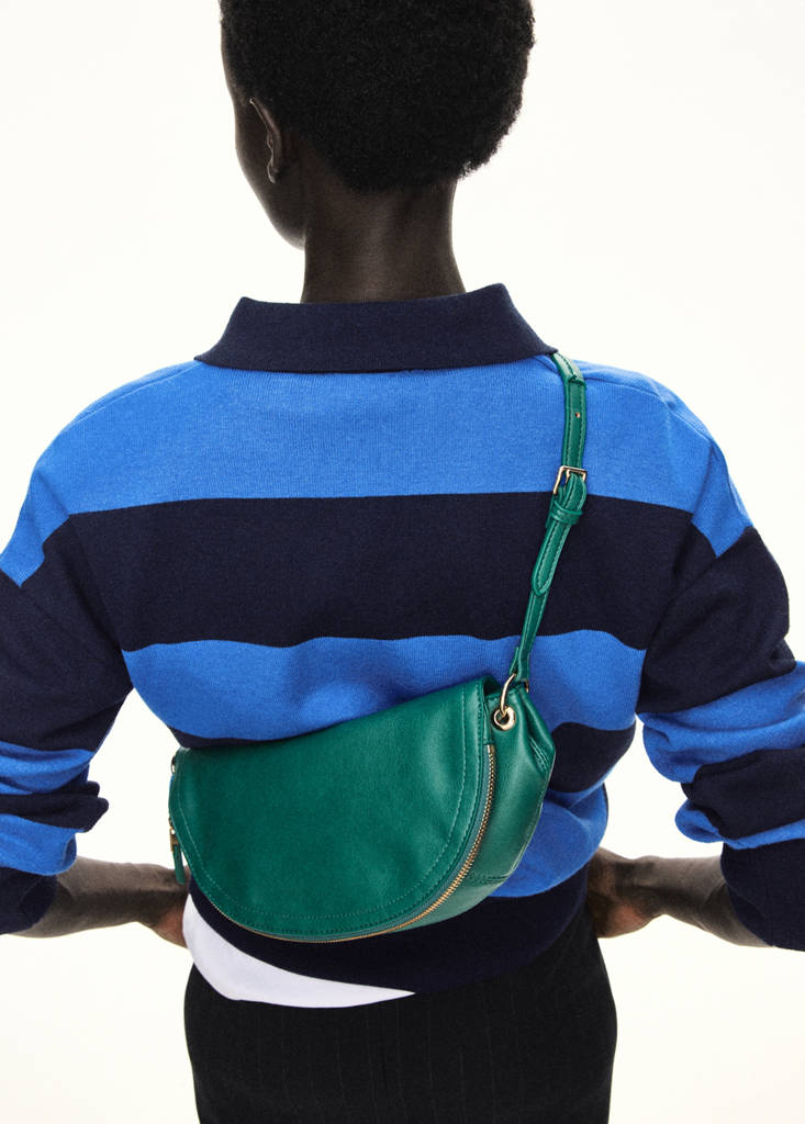 Striped polo-neck sweater — Navy