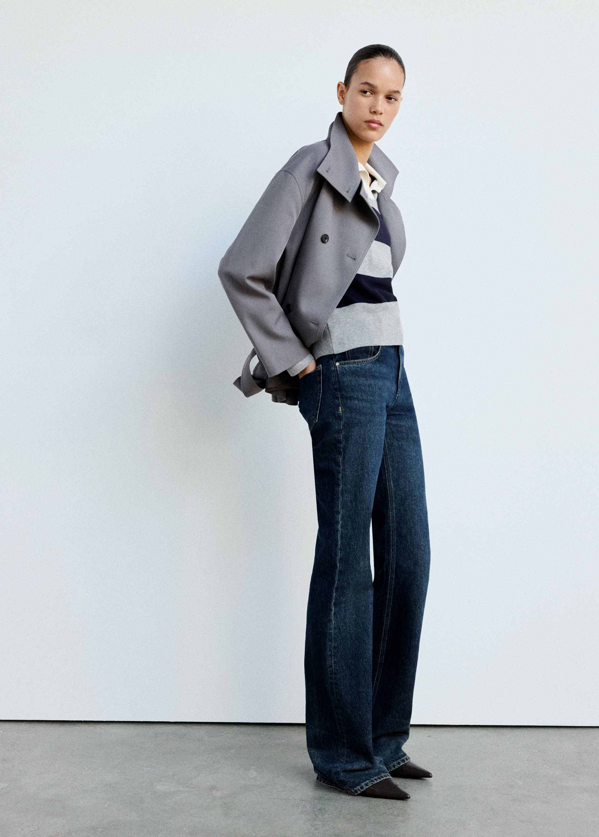 Striped polo-neck sweater - General plane