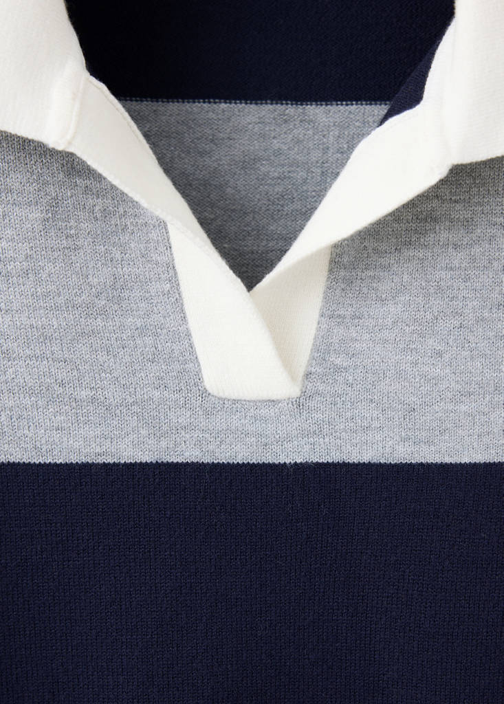 Striped polo-neck sweater — Medium Heather Grey