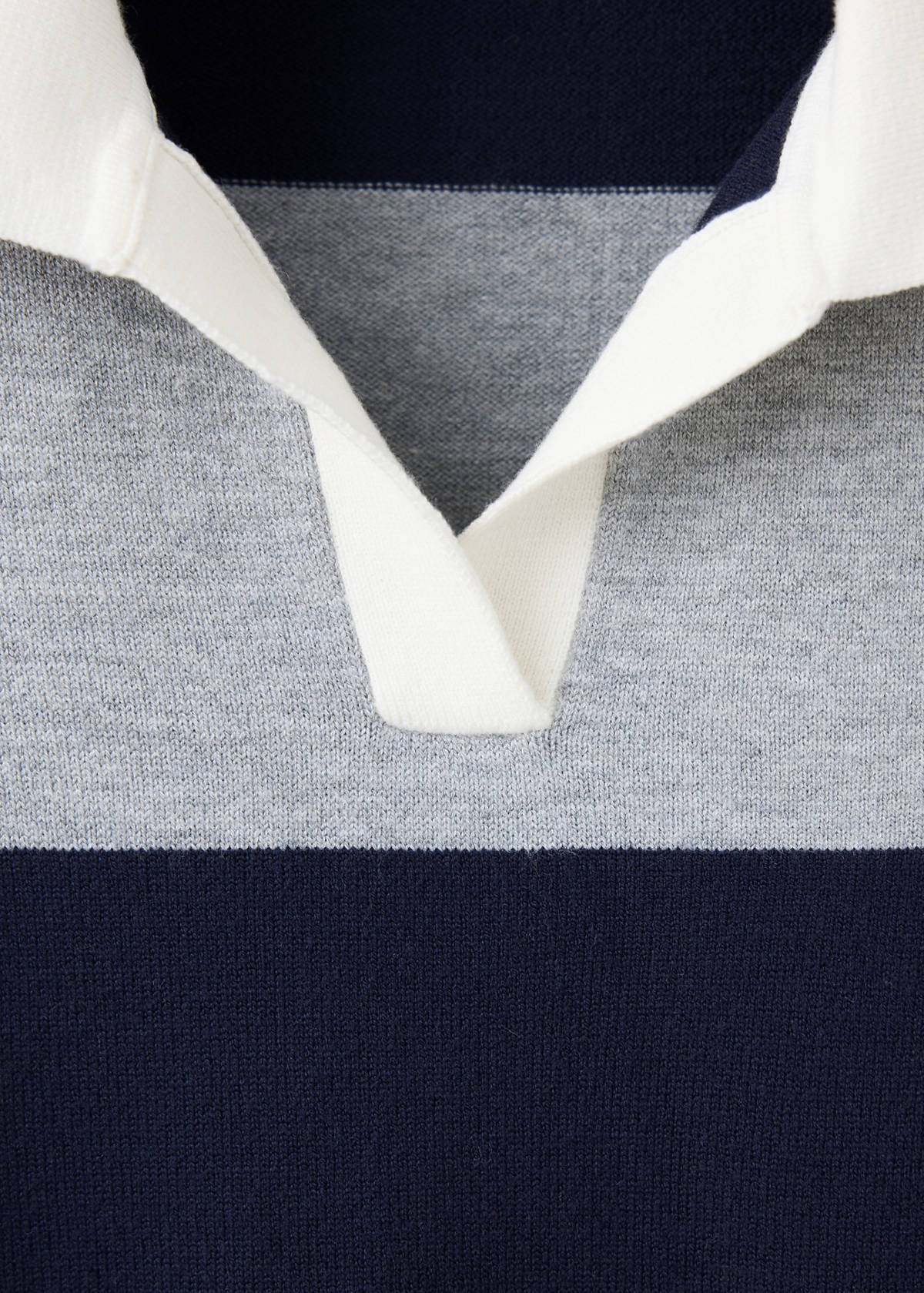 Striped polo-neck sweater — Medium Heather Grey