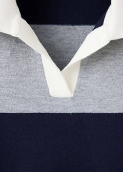 Striped polo-neck sweater — Medium Heather Grey 8