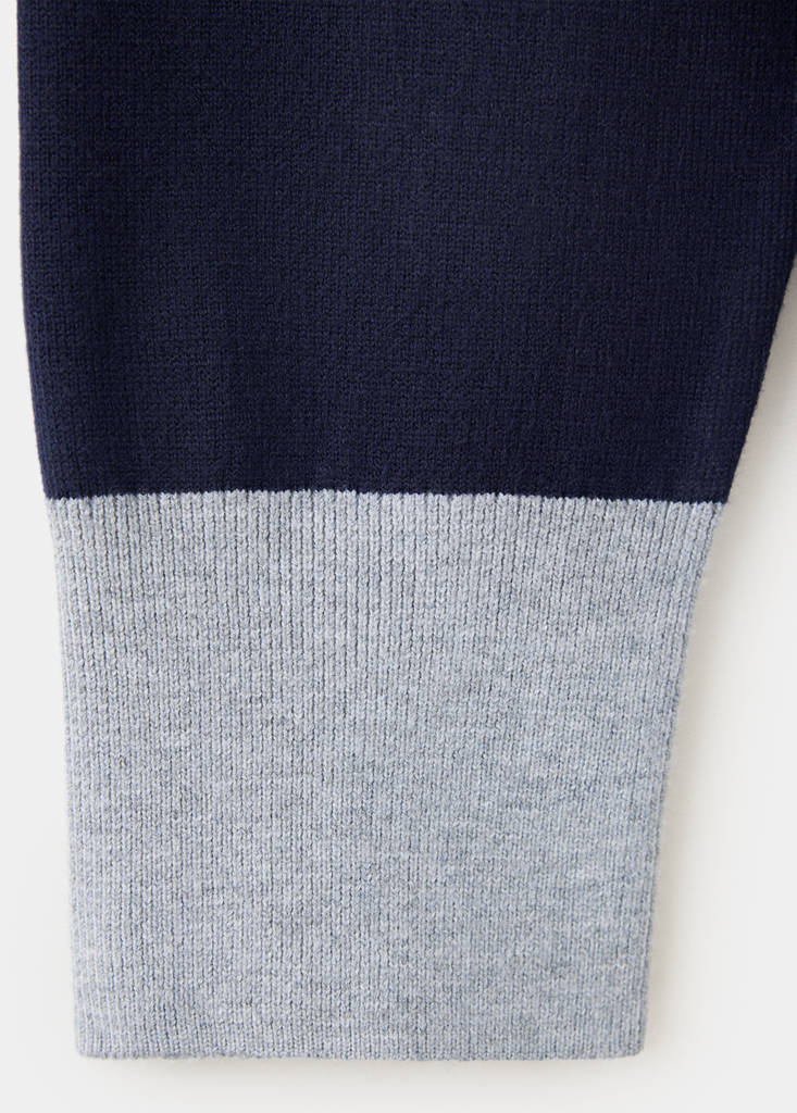 Striped polo-neck sweater — Medium Heather Grey
