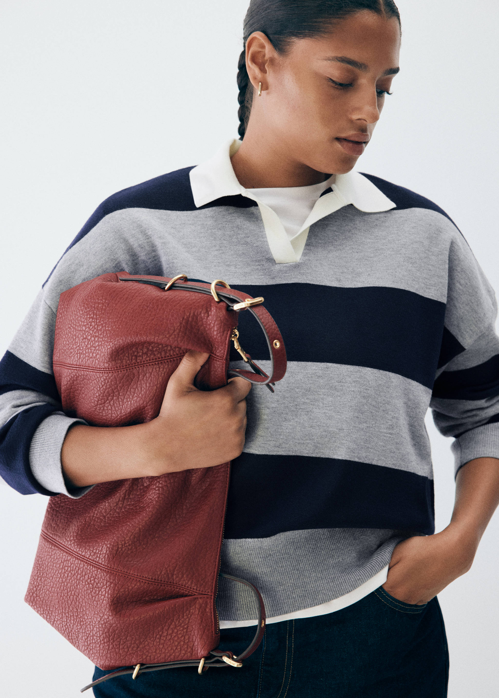 Striped polo-neck sweater - Details of the article 6
