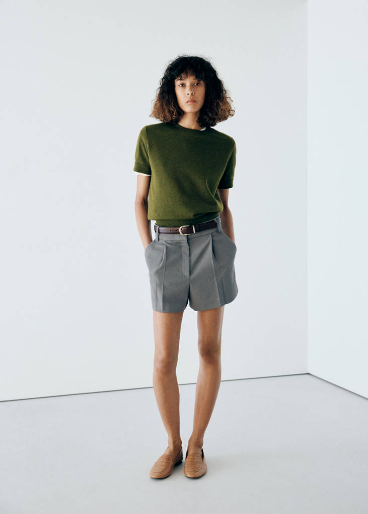 Short-sleeved knitted sweater — Green