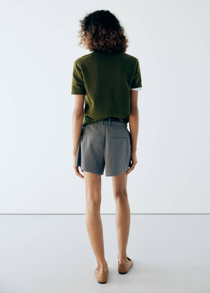 Short-sleeved knitted sweater — Green