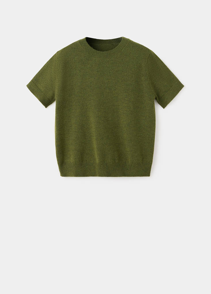 Short-sleeved knitted sweater — Green