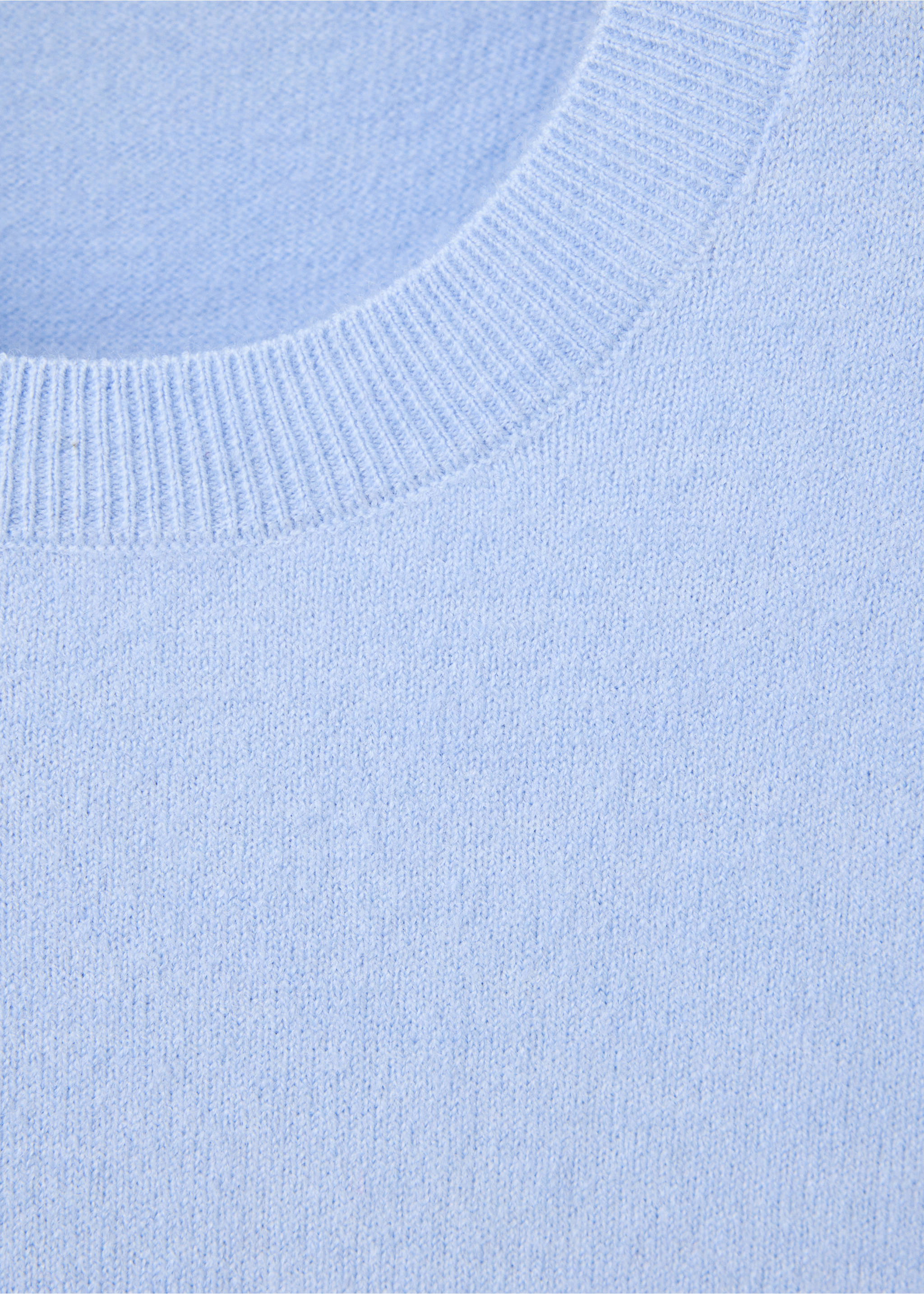 Short-sleeved knitted sweater - Details of the article 8, Sky Blue. Ref: 37005868-00.