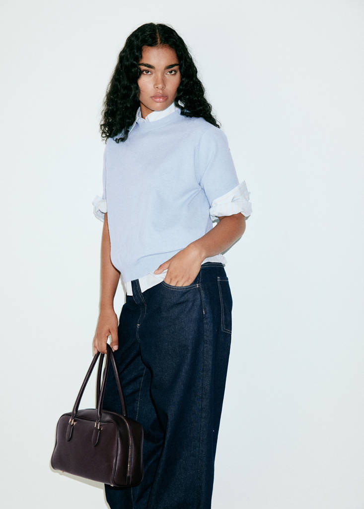 Short-sleeved knitted sweater — Sky Blue